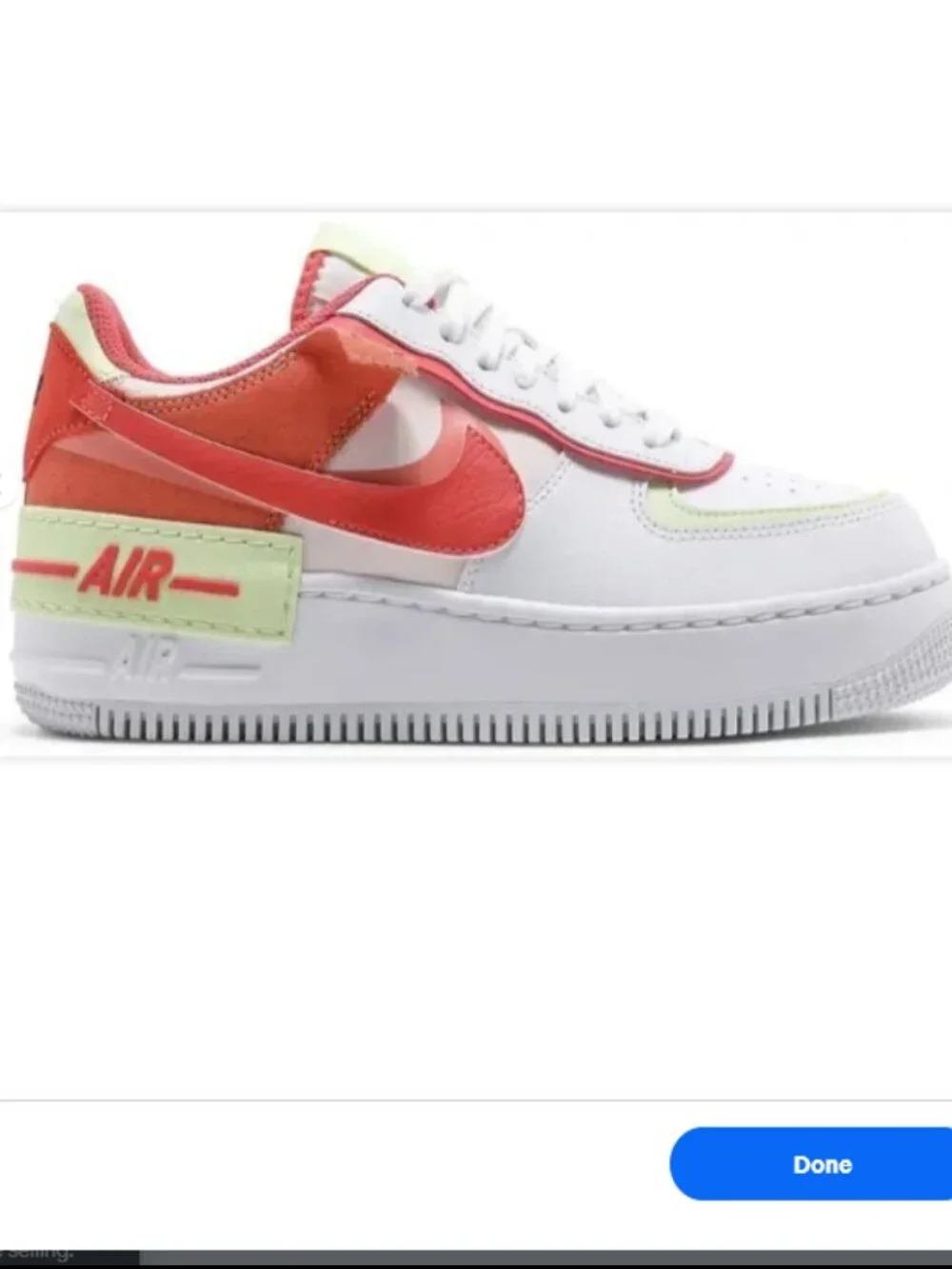 Size 7 - Nike Air Force 1 Shadow White Magic Ember Women's Athletic Shoes